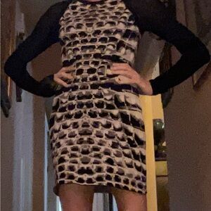 PRICE DROP !!!!! Parker Black, White Long Sleeve Sheath Dress